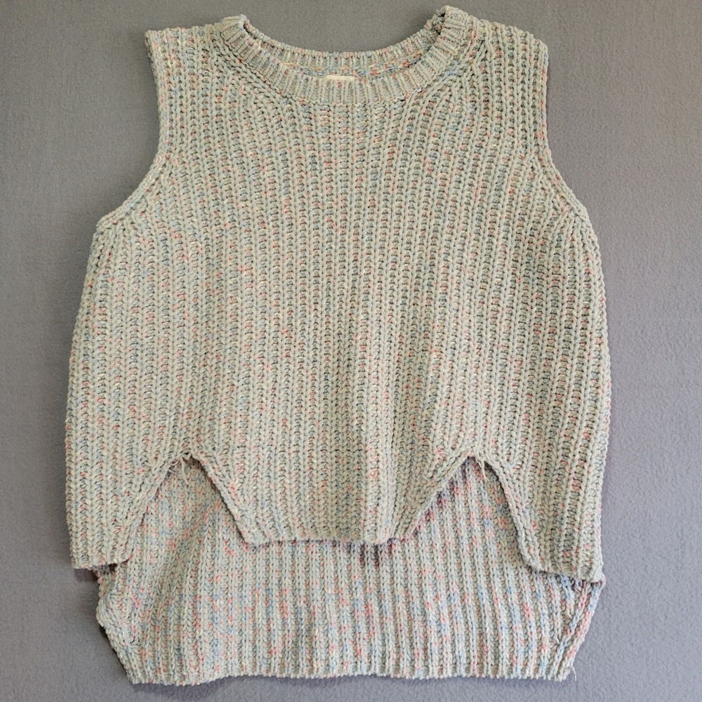 POL Gray Multi Marled Chunky Ribbed Knit High-Low‎ Sweater Vest Small